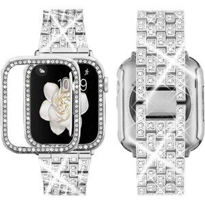 Compatible with Apple Watch Band Case, Women Jewelry Bling Diamond Rhinestone